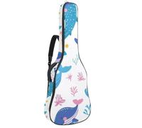 Sac pour guitare acoustique avec 2 poches, bandoulière réglable et crochet arrière, convient pour guitares électriques, basses et guitares classiques, Jolie sirène baleine, 42.9x16.9x4.7 in, Élégant