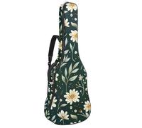 Sac pour guitare acoustique avec bandoulière réglable et crochet arrière, convient pour guitares électriques, basses, guitares classiques, ukulélé, vert - 106,7 cm, Mini fleurs vertes imprimé