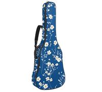 Sac pour guitare acoustique avec bandoulière réglable et crochet arrière, convient pour guitares électriques, basses, guitares classiques, ukulélé, motif floral blanc 12,7 cm, 106,7 cm, Mini fleurs