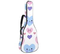 Sac pour guitare acoustique avec bandoulière réglable et crochet arrière, convient pour guitares électriques, basses, guitares classiques, ukulélé, 106,7 cm, Joli cœur bleu et rose, 42.9x16.9x4.7 in,