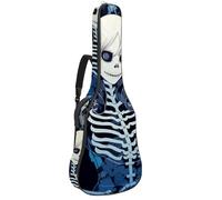 Sac pour guitare acoustique avec bandoulière réglable et crochet arrière, convient pour guitares électriques, basses, guitares classiques, ukulélé, 106,7 cm Bleu, Crâne rose bleue, 42.9x16.9x4.7 in,