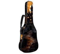 Sac pour guitare acoustique avec bandoulière réglable et crochet arrière, convient pour guitares électriques, basses, guitares classiques, ukulélé, motif château d'Halloween 162, 104, 106,7 cm, Motif