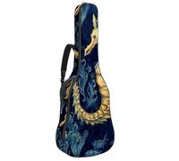 Sac pour guitare acoustique avec bandoulière réglable et crochet arrière, convient pour guitares électriques, basses, guitares classiques, ukulélé, bleu sous-marin 106,7 cm, Hippocampe sous-marin