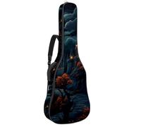 Sac pour guitare acoustique avec bandoulière réglable et crochet arrière, convient pour guitares électriques, basses, guitares classiques, ukulélé, motif château d'Halloween 193 cm, 104 cm, 106,7 cm,