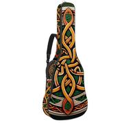 Sac pour guitare acoustique avec bandoulière réglable et crochet arrière, convient pour guitares électriques, basses, guitares classiques, ukulélé, 106,7 cm, Décoration nationale celtique dorée,