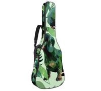 Sac pour guitare acoustique avec bandoulière réglable et crochet arrière, convient pour guitares électriques, basses, guitares classiques, ukulélé, motif teckel vert 104,7 cm, Adorable teckel vert,