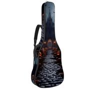 Sac pour guitare acoustique avec bandoulière réglable et crochet arrière, convient pour guitares électriques, basses, guitares classiques, ukulélé, motif château d'Halloween 33, 104, 106,7 cm, Motif