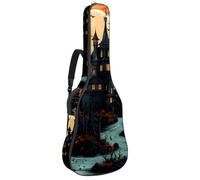 Sac pour guitare acoustique avec bandoulière réglable et crochet arrière, convient pour guitares électriques, basses, guitares classiques, ukulélé, motif château d'Halloween 2013,3 cm, 106,7 cm, Motif