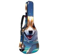 Sac pour guitare acoustique, beau étui pour guitare acoustique de 101,6/104,7 cm, sac de transport imperméable avec couche de protection, sac à dos pour guitare à plusieurs poches, joli Corgi nage
