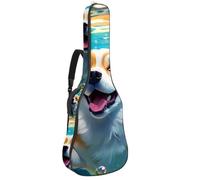 Sac pour guitare acoustique, beau étui pour guitare acoustique de 101,6/104,7 cm, sac de transport imperméable avec couche de protection, sac à dos pour guitare à plusieurs poches, joli Corgi nage