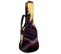 Sac pour guitare acoustique Halloween Castle 60 avec 2 poches, bandoulière réglable et crochet arrière, convient pour les guitares électriques, basses et guitares classiques, Motif château
