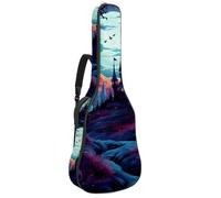 Sac pour guitare acoustique Halloween Castle 72 avec 2 poches, bandoulière réglable et crochet arrière, convient pour les guitares électriques, basses et guitares classiques, Motif château