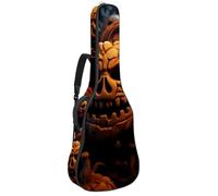 Sac pour guitare acoustique Halloween Motif château 21 avec 2 poches, bandoulière réglable et crochet arrière, convient pour les guitares électriques, basses et guitares classiques, Motif château