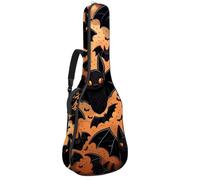 Sac pour guitare acoustique Halloween motif château 6 avec 2 poches, bandoulière réglable et crochet arrière, convient pour les guitares électriques, basses et guitares classiques, Motif château