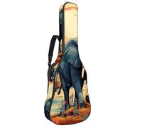 Sac pour guitare acoustique, magnifique étui pour guitare acoustique de 101,6 cm, 101,6 cm, imperméable avec couche de protection, éléphant coloré, multicolore, 42.9x16.9x4.7 in, Sac pour guitare