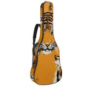 Sac pour guitare acoustique rétro Wild Tiger 55 avec 2 poches, bandoulière réglable et crochet arrière, convient pour guitares électriques, basses et guitares classiques, Imprimé tigre sauvage rétro,