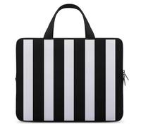 Sac pour ordinateur portable 10" ultra fin, léger et imperméable à rayures noires et blanches, matériau en néoprène durable, sac de protection portable avec dragonne
