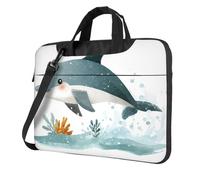 Sac pour ordinateur portable 14" avec motif unique de dauphin de dessin animé léger et facile à transporter pour les voyages d'affaires, le travail et les études