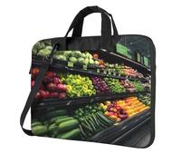 Sac pour ordinateur portable 15,6" avec motif unique de marché aux légumes, léger et facile à transporter pour les voyages d'affaires, le travail et les études
