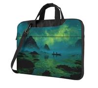 Sac pour ordinateur portable 15,6" avec motif unique de rivière verte légère et facile à transporter pour les voyages d'affaires, le travail et les études