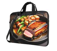 Sac pour ordinateur portable 15,6" avec motif unique de viande grillée, léger et facile à transporter, pour les voyages d'affaires, le travail et les études