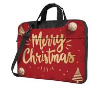 Sac pour ordinateur portable 15,6 pouces avec inscription « Merry Christmas in Gold Foil Lettering on Red » - Housse rembourrée pour homme et femme