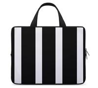 Sac pour ordinateur portable 15" ultra fin, léger et imperméable à rayures noires et blanches - Housse de protection portable en néoprène durable avec dragonne