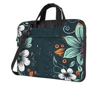 Sac pour ordinateur portable avec imprimé floral abstrait bohème - Grande capacité - Sacoche à bandoulière pour ordinateur portable, Noir/blanc, 13 inch