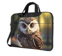 Sac pour ordinateur portable avec imprimé hibou mignon - Grande capacité - Sacoche à bandoulière pour ordinateur portable, Noir/blanc, 13 inch