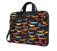 Sac pour ordinateur portable avec imprimé « I Love My Dog Teckels » - Élégant et protecteur - Léger et polyvalent - Pour le travail et les voyages, Noir , 14 inch