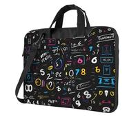 Sac pour ordinateur portable avec imprimé mathématiques, bandoulière rembourrée, simplifie votre quotidien, idéal pour les voyages d'affaires, noir, 14 inch