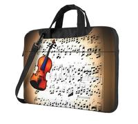 Sac pour ordinateur portable avec imprimé partitions de violon et bandoulière rembourrée, simplifie votre quotidien, idéal pour les voyages d'affaires, noir, 13 inch