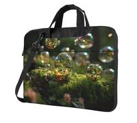 Sac pour ordinateur portable avec motif bulles uniques dans la forêt léger et facile à transporter pour les voyages d'affaires, le travail et les études, Noir/blanc, 15.6 inch