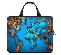 Sac pour ordinateur portable avec motif carte du monde - Ultra-fin, léger et imperméable - Housse pour ordinateur portable de 17" - Matériau en néoprène durable - Sac de protection portable avec
