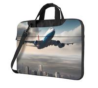 Sac pour ordinateur portable avec motif d'avion de haute altitude léger et facile à transporter pour les voyages d'affaires, le travail et les études, Noir/blanc, 14 inch