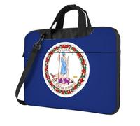 Sac pour ordinateur portable avec motif drapeau de Virginie unique, léger et facile à transporter pour les voyages d'affaires, le travail et les études, Noir/blanc, 15.6 inch