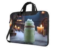 Sac pour ordinateur portable avec motif smoothie vert unique, léger et facile à transporter pour les voyages d'affaires, le travail et les études, Noir/blanc, 15.6 inch