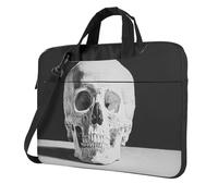 Sac pour ordinateur portable avec motif tête de mort blanc unique et facile à transporter pour les voyages d'affaires, le travail et les études, Noir/blanc, 15.6 inch