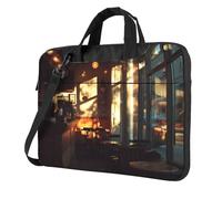Sac pour ordinateur portable avec motif unique café du matin léger et facile à transporter pour les voyages d'affaires, le travail et les études, noir, 15.6 inch