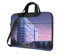 Sac pour ordinateur portable avec motif unique de gratte-ciels violets légers et faciles à transporter pour les voyages d'affaires, le travail et les études, Noir/blanc, 15.6 inch