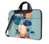 Sac pour ordinateur portable avec motif unique en bambou bleu orange et imprimé Turtleback léger et facile à transporter pour les voyages d'affaires, le travail et les études, Noir/blanc, 15.6 inch