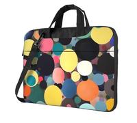 Sac pour ordinateur portable avec peinture abstraite unique de cercles léger et facile à transporter pour les voyages d'affaires, le travail et les études, noir, 15.6 inch