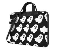 Sac pour ordinateur portable classique mignon fantôme blanc motif Halloween mallette bloc-notes compartiment élégant sac d'affaires bureau séparé, Noir , 13 inch