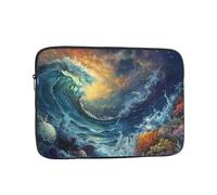 Sac pour ordinateur portable de 10" imprimé avec illustration de vague - Poche intérieure antichoc pour ordinateur portable - Pour affaires, voyages, école, bureau