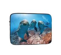 Sac pour ordinateur portable de 10 pouces avec motif de dauphin amusant qui vous regarde, pochette de protection intérieure, portable et adapté pour les voyages d'affaires ou les voyages