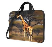 Sac pour ordinateur portable de 13 à 16" avec imprimé arbre majestueux d'Afrique girafe, Noir , 13 inch