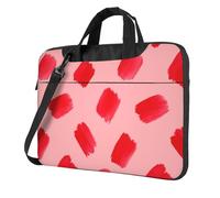 Sac pour ordinateur portable de 15,6 pouces avec motif coups de pinceau rouge sur rose clair rembourré pour homme et femme