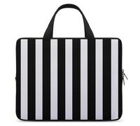Sac pour ordinateur portable de 15" ultra fin, léger et imperméable à rayures noires et blanches, matériau en néoprène durable, sac de protection portable avec dragonne