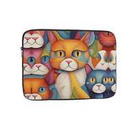 Sac pour ordinateur portable de 17" imprimé mural avec motif chat aquarelle - Poche intérieure pour ordinateur portable résistant aux chocs pour le travail, les voyages, l'école, le bureau