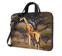 Sac pour ordinateur portable élégant et protecteur Motif girafe d'Afrique Majestic Tree Print Léger et polyvalent pour le travail et les voyages, Noir , 15.6 inch